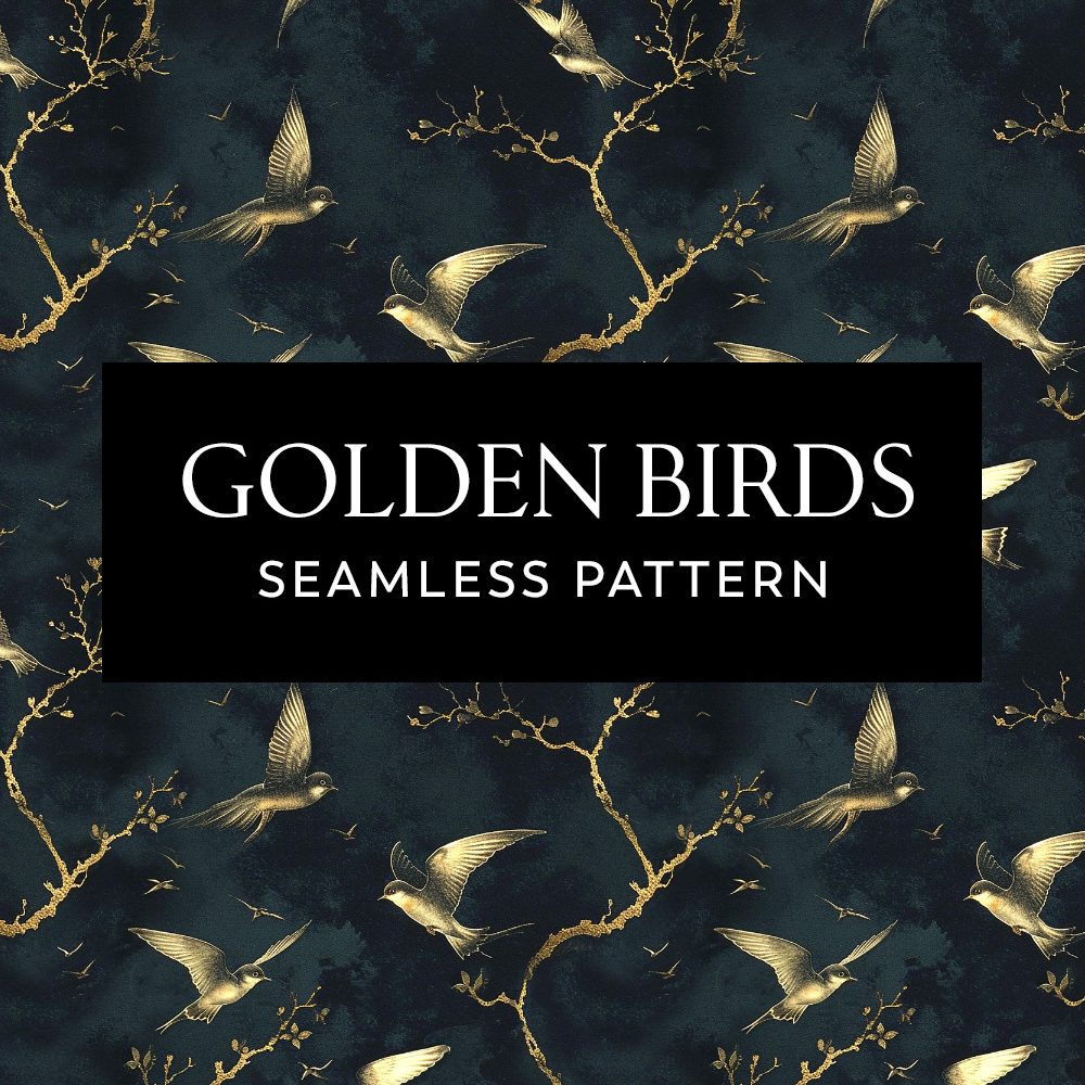 Golden Birds Seamless Pattern by Leysa Flores www.wordpress-1260670-4533758.cloudwaysapps.com